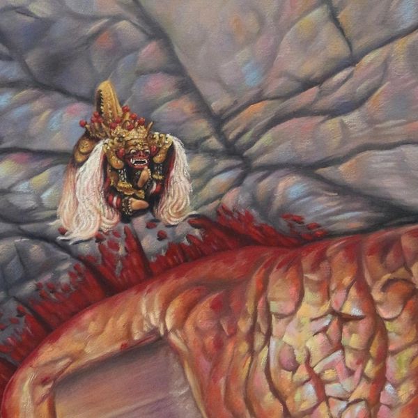 Alternate image for Signed Realist Oil Painting from Bali Red Sign