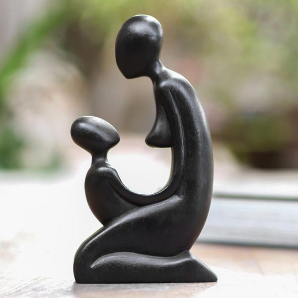 Alternate image for Hand Carved Suar Wood Statuette Gazing Mother