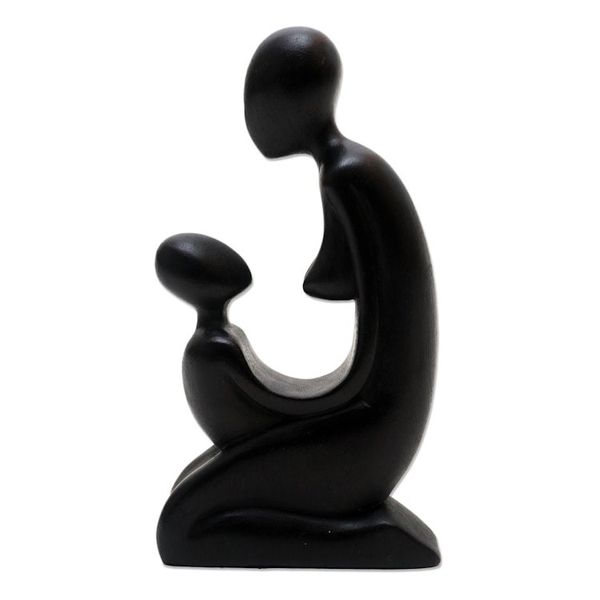 Alternate image for Hand Carved Suar Wood Statuette Gazing Mother