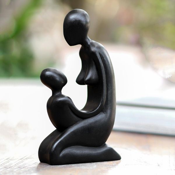 Alternate image for Hand Carved Suar Wood Statuette Gazing Mother