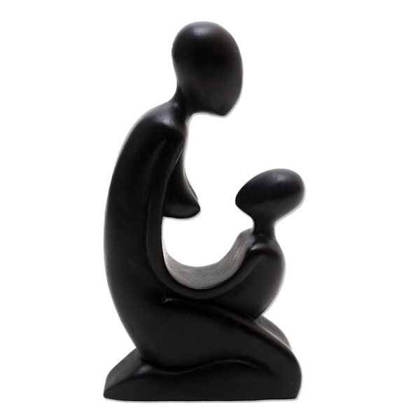Alternate image for Hand Carved Suar Wood Statuette Gazing Mother