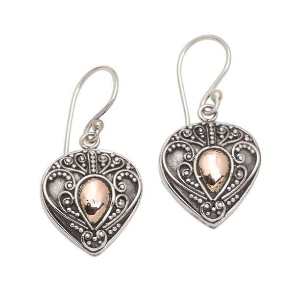 Alternate image for Oxidized Sterling Silver Earrings with Gold Plated Detail Sukawatis Love