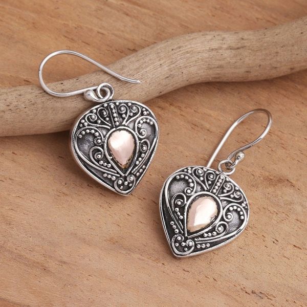 Alternate image for Oxidized Sterling Silver Earrings with Gold Plated Detail Sukawatis Love