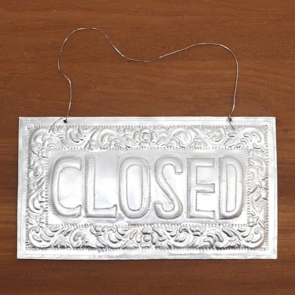 Handmade Aluminum Open Sign 'Sparkling Open'