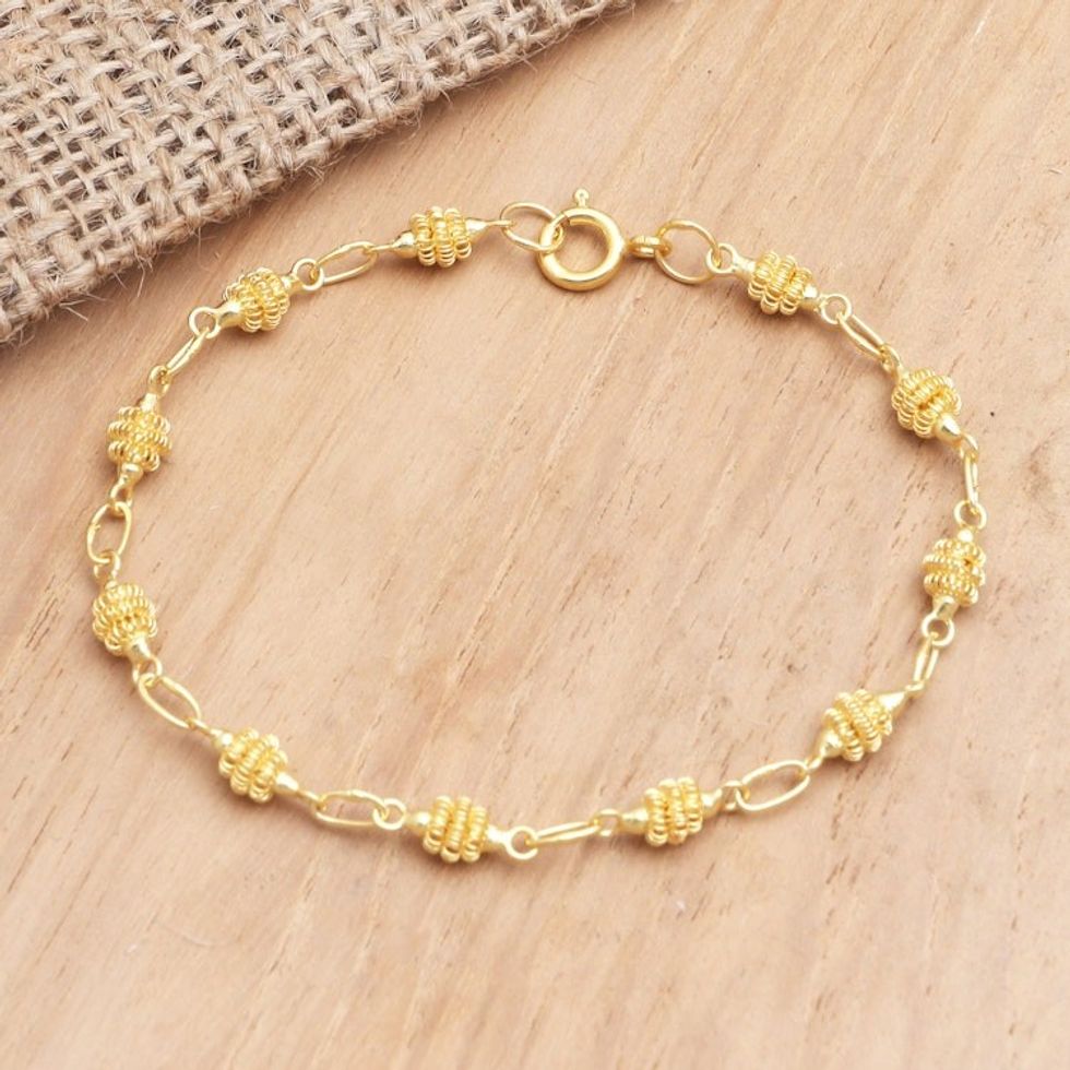 Gold-Plated Sterling Silver Filigree Bracelet 'Indian Style'
