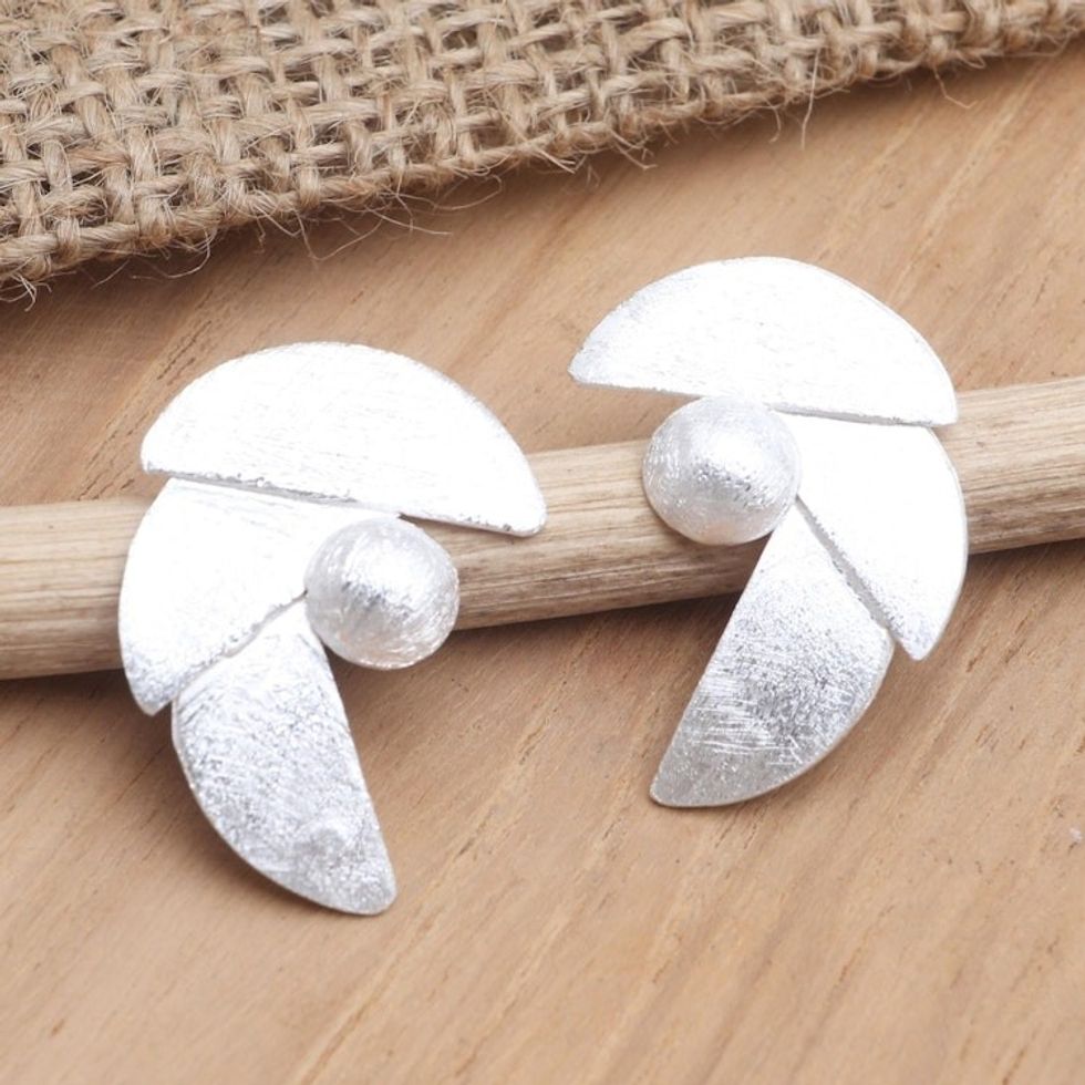 Hand Made Sterling Silver Drop Earrings 'Triple Crescent'