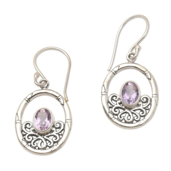 Alternate image for Amethyst and Sterling Silver Dangle Earrings Magic Purple Mirror