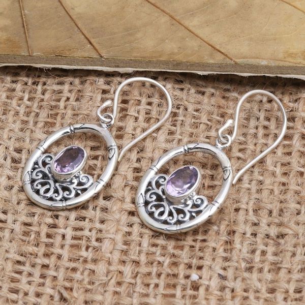 Alternate image for Amethyst and Sterling Silver Dangle Earrings Magic Purple Mirror