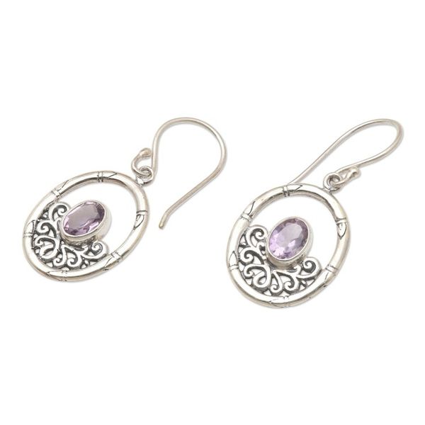 Alternate image for Amethyst and Sterling Silver Dangle Earrings Magic Purple Mirror