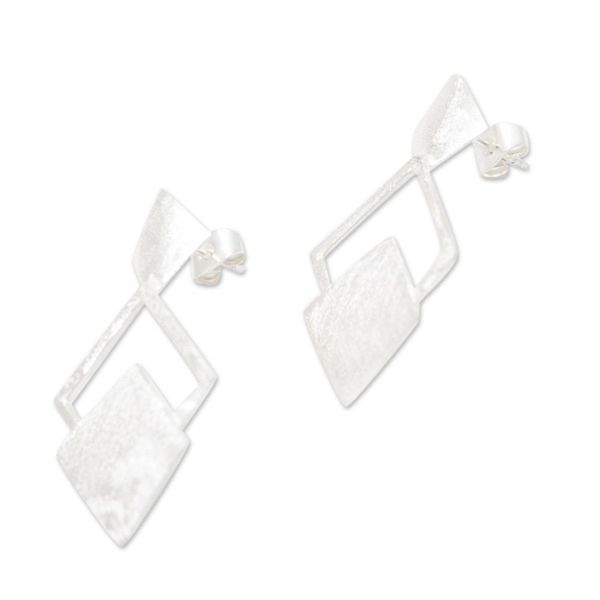 Alternate image for Hand Made Geometric Sterling Silver Drop Earrings Forever and a Day