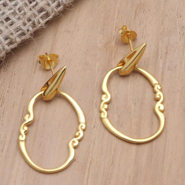 Alternate image for Gold-Plated Balinese Dangle Earrings Mango Babies
