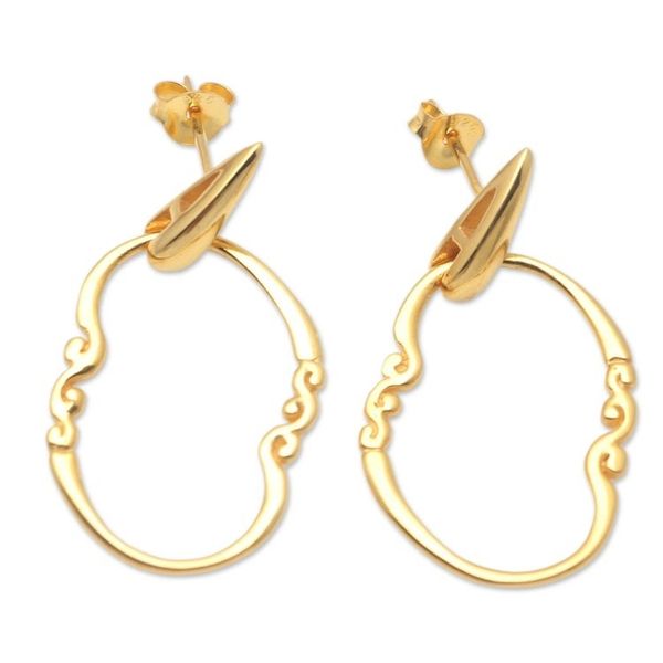 Alternate image for Gold-Plated Balinese Dangle Earrings Mango Babies