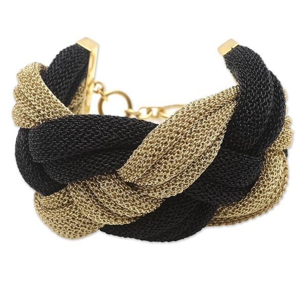 Alternate image for Black and Golden Mesh Woven Bracelet Braided Union