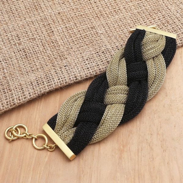 Alternate image for Black and Golden Mesh Woven Bracelet Braided Union