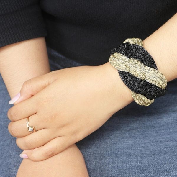 Alternate image for Black and Golden Mesh Woven Bracelet Braided Union