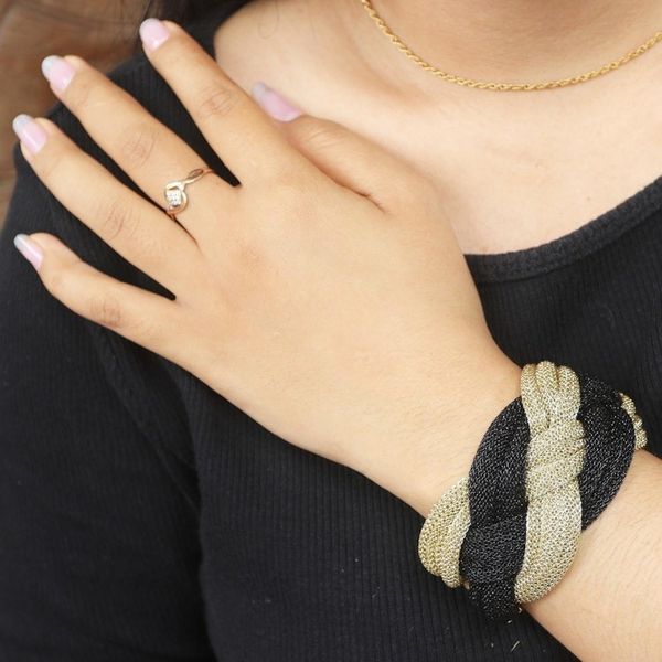 Alternate image for Black and Golden Mesh Woven Bracelet Braided Union