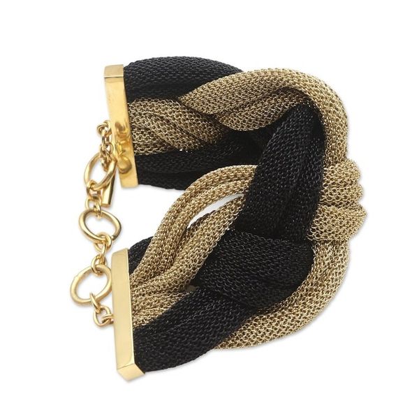 Alternate image for Black and Golden Mesh Woven Bracelet Braided Union