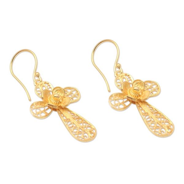 Alternate image for Gold-Plated Cross-Motif Dangle Earrings Garden Cross