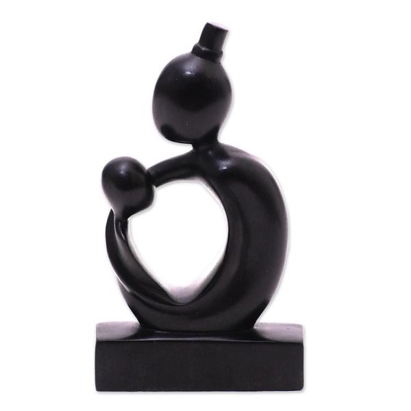 Alternate image for Hand Carved Suar Wood Mother and Child Sculpture Inspiring Mother