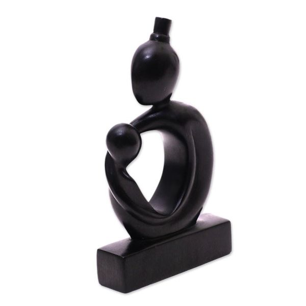 Alternate image for Hand Carved Suar Wood Mother and Child Sculpture Inspiring Mother