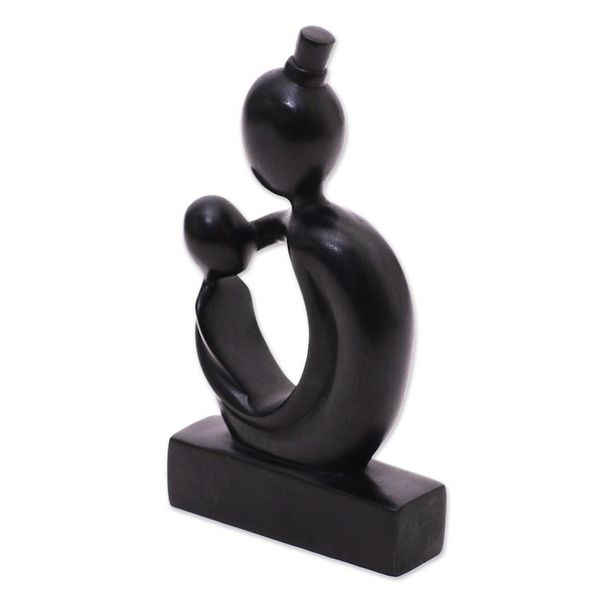 Alternate image for Hand Carved Suar Wood Mother and Child Sculpture Inspiring Mother