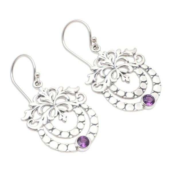 Alternate image for Hand Made Amethyst and Sterling Silver Dangle Earrings February Fruit