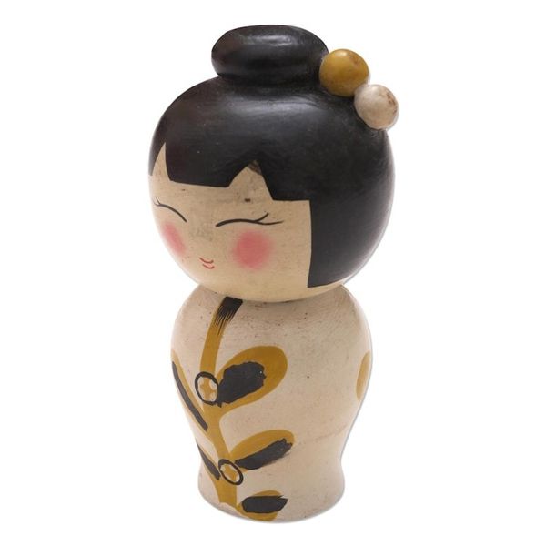 Alternate image for Small Albesia Wood Statuette in White Shy Lady in White