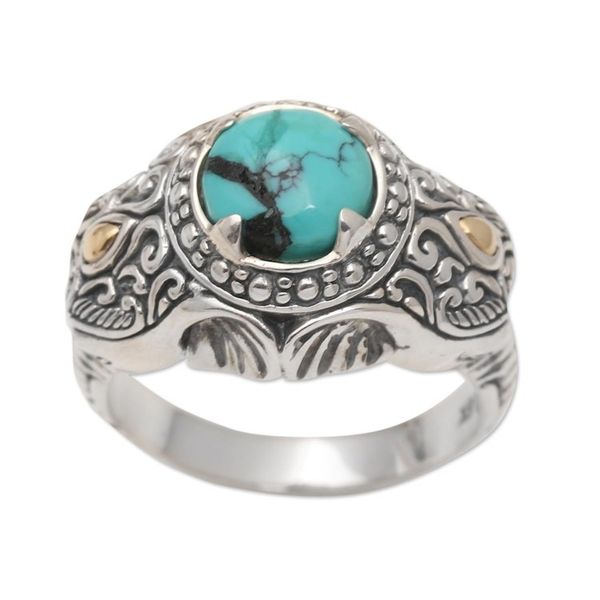 Alternate image for Mens Gold Accented Sterling Silver Elephant Ring Maharaja