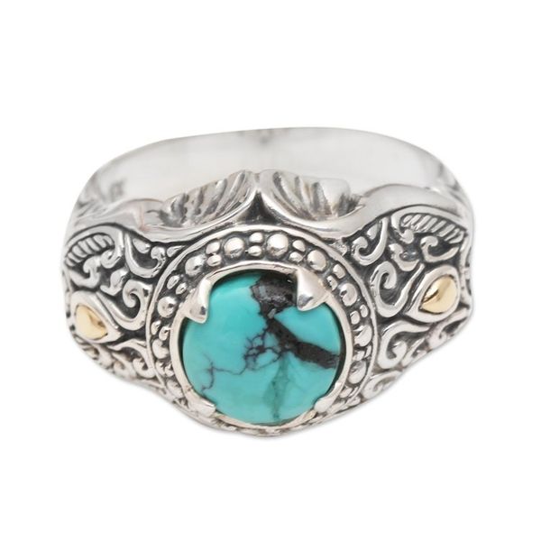 Alternate image for Mens Gold Accented Sterling Silver Elephant Ring Maharaja