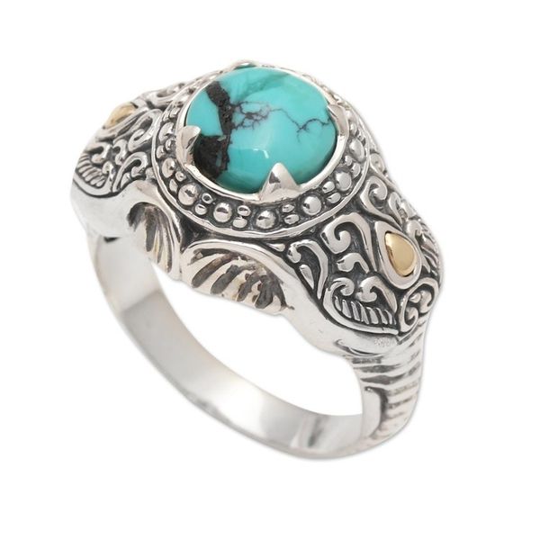 Alternate image for Mens Gold Accented Sterling Silver Elephant Ring Maharaja