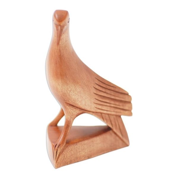 Alternate image for Hand Made Suar Wood Bird Sculpture Baby Dove