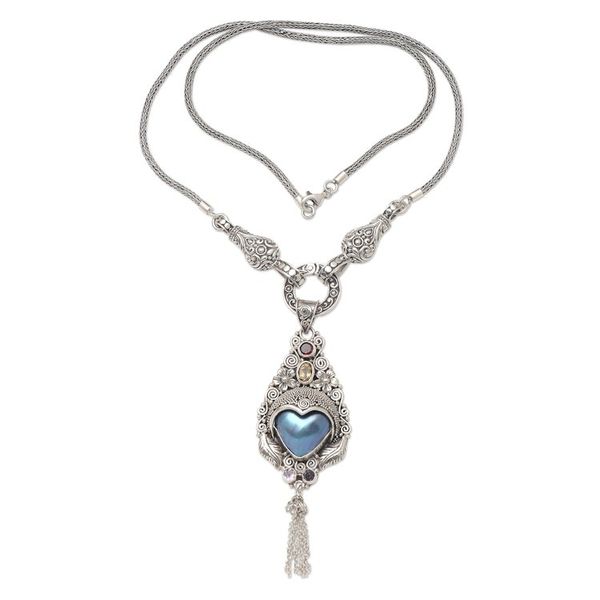 Alternate image for Cultured Mabe Pearl and Amethyst Pendant Necklace Gatekeeper