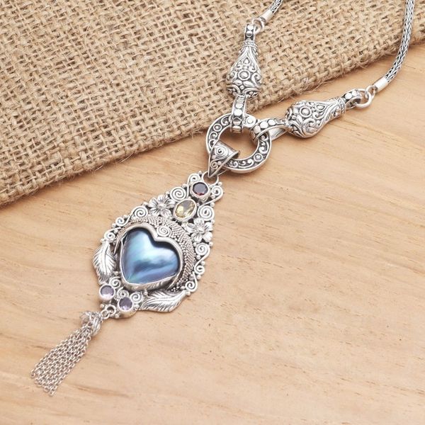 Alternate image for Cultured Mabe Pearl and Amethyst Pendant Necklace Gatekeeper