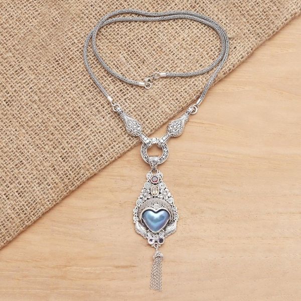 Alternate image for Cultured Mabe Pearl and Amethyst Pendant Necklace Gatekeeper
