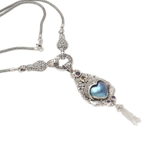 Alternate image for Cultured Mabe Pearl and Amethyst Pendant Necklace Gatekeeper