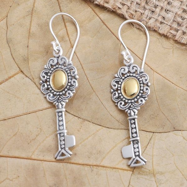 Alternate image for Gold-Accented Sterling Silver Dangle Earrings Found Treasure