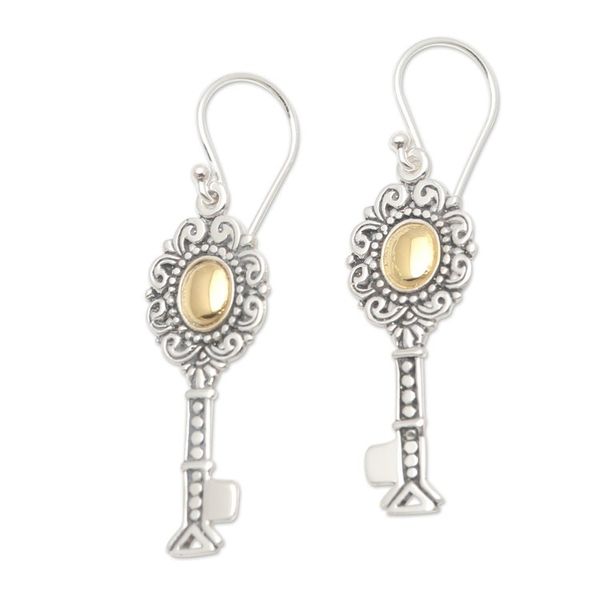 Alternate image for Gold-Accented Sterling Silver Dangle Earrings Found Treasure