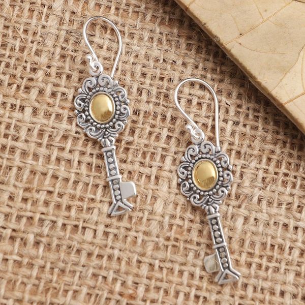 Alternate image for Gold-Accented Sterling Silver Dangle Earrings Found Treasure