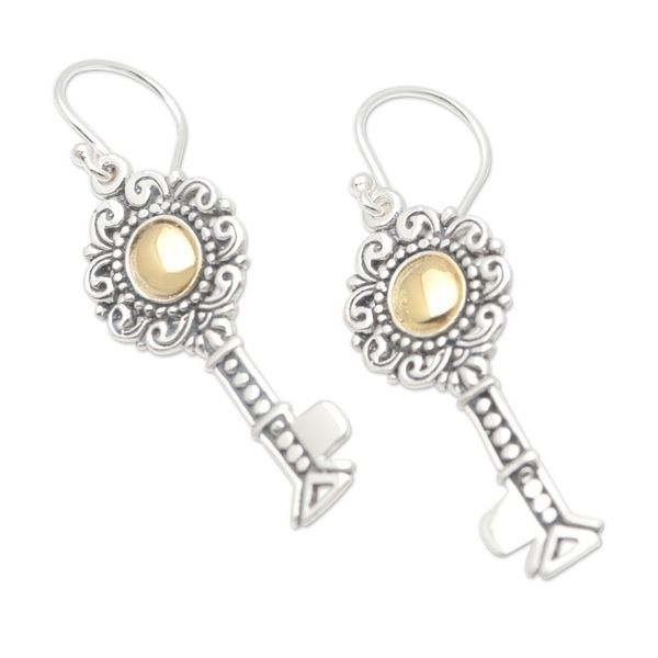 Alternate image for Gold-Accented Sterling Silver Dangle Earrings Found Treasure