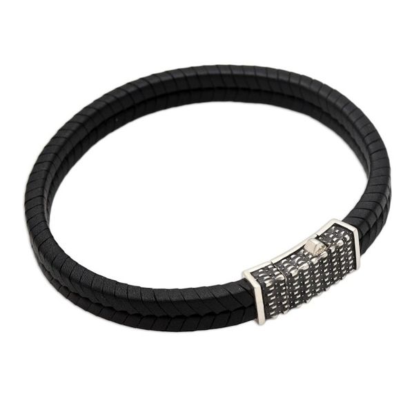 Alternate image for Hand Crafted Leather and Sterling Silver Braided Bracelet Dotted Rhythm