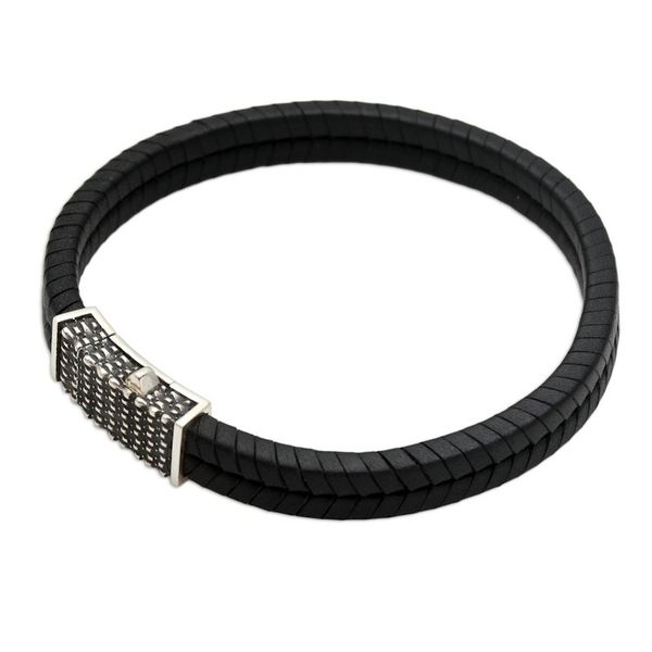Alternate image for Hand Crafted Leather and Sterling Silver Braided Bracelet Dotted Rhythm