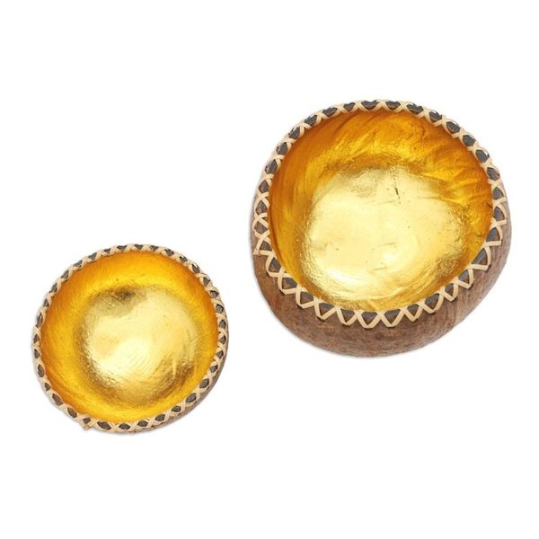 Alternate image for Handmade Decorative Coconut Shell Bowls Pair Gleaming Duo