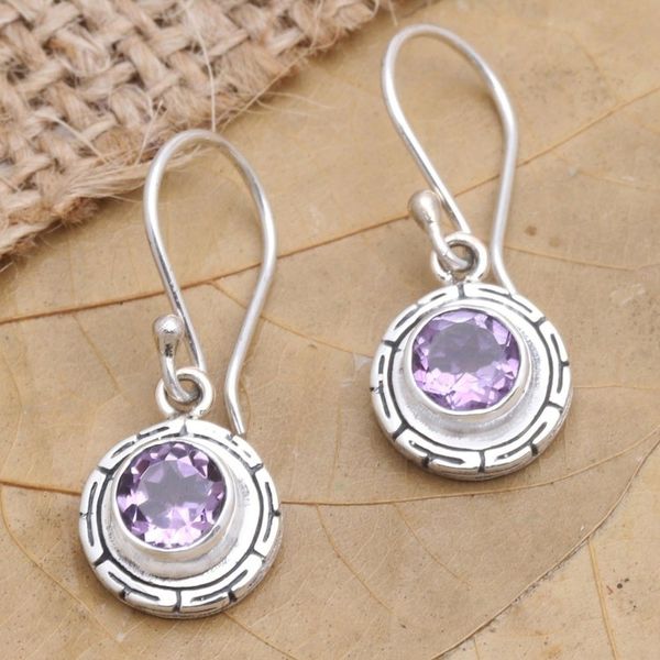 Alternate image for Sterling Silver and Amethyst Dangle Earrings Soft Beauty