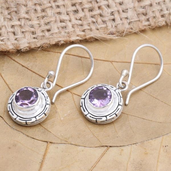 Alternate image for Sterling Silver and Amethyst Dangle Earrings Soft Beauty