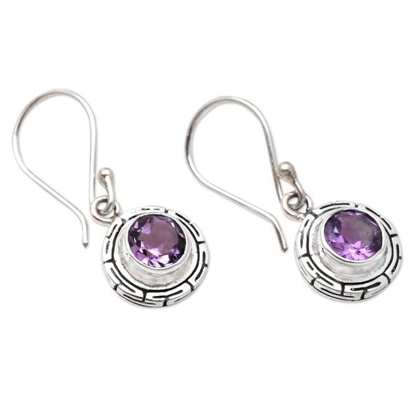 Alternate image for Sterling Silver and Amethyst Dangle Earrings Soft Beauty