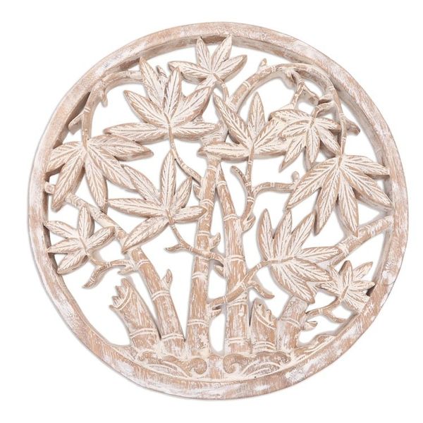 Alternate image for Circular Suar Wood Relief Panel Rounded Bamboo