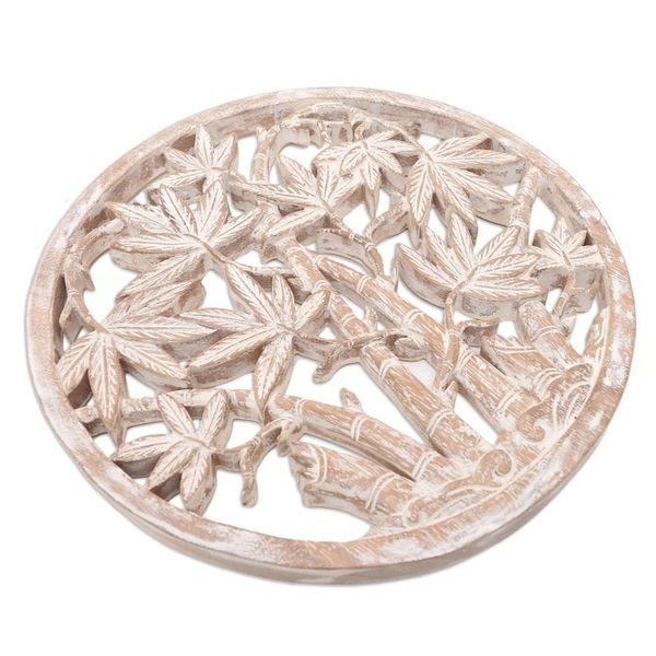 Alternate image for Circular Suar Wood Relief Panel Rounded Bamboo