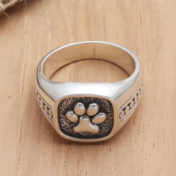 Alternate image for Sterling Silver Paw Print Signet Ring True Loyalty