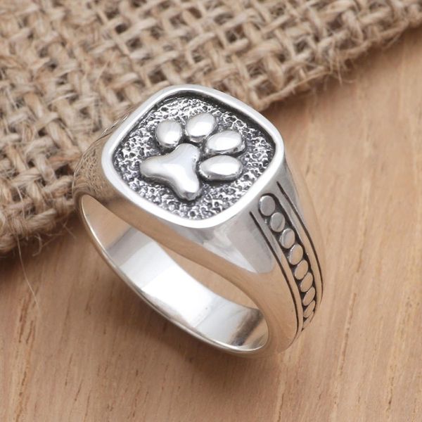 Alternate image for Sterling Silver Paw Print Signet Ring True Loyalty