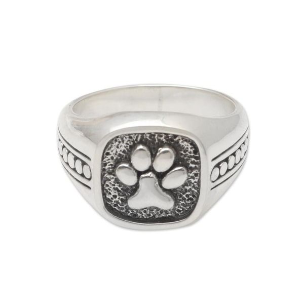 Alternate image for Sterling Silver Paw Print Signet Ring True Loyalty